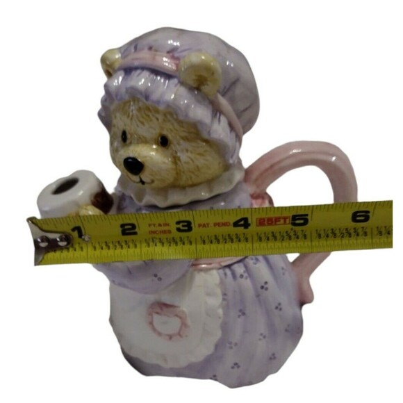 Vintage Heritage Mint Bear Teapot Ceramic Cake Honey Apron Bonnet Crazing - Picture 8 of 8